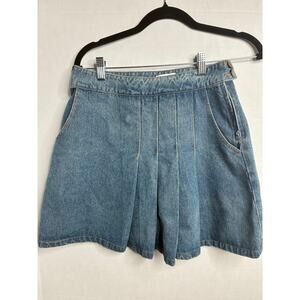 SHEKOU Women's Pleated Denim Mini Skirt Pockets Small Stretch Cowgirl Casual